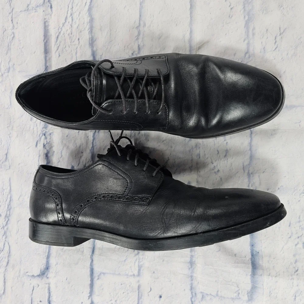 Cole Haan Jefferson Grand.OS Oxford Mens 11 Black Leather Brogue Derby Shoes